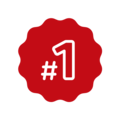 Médaille rouge avec le numéro un, représentant la première place.